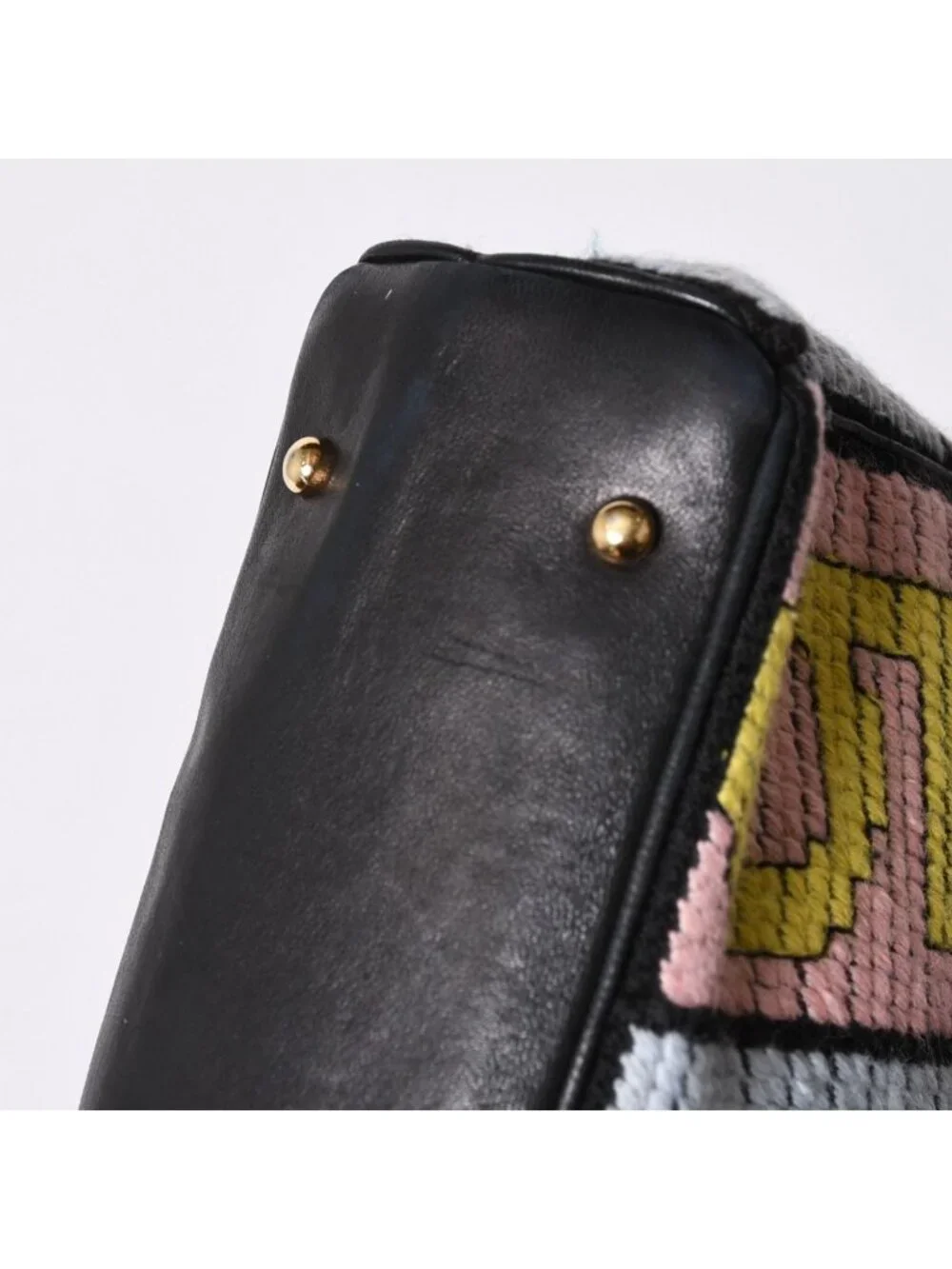 Chanel Icon Chain Bag CC Logo Wool Leather Multicolor Gold